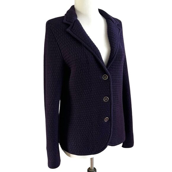 Talbots Purple Merino Wool Knit Blazer Sweater Jacket MP Petite Preppy Academia - Picture 4 of 11
